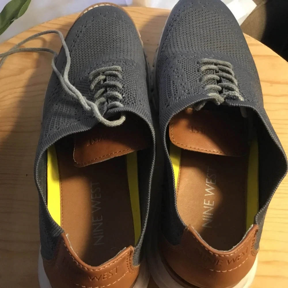 Pre-owned Nine West Kaito Men’s Casual Knit Oxford Shoes - Size 11 - Dark grey